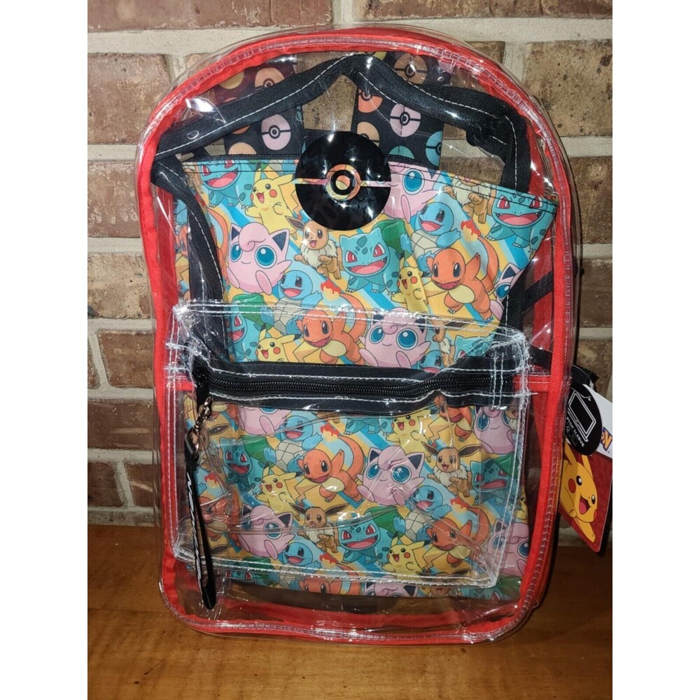 Pokémon Clear Backpack w/Utility Case Bioworld Merch Back to School Supplies NWT
